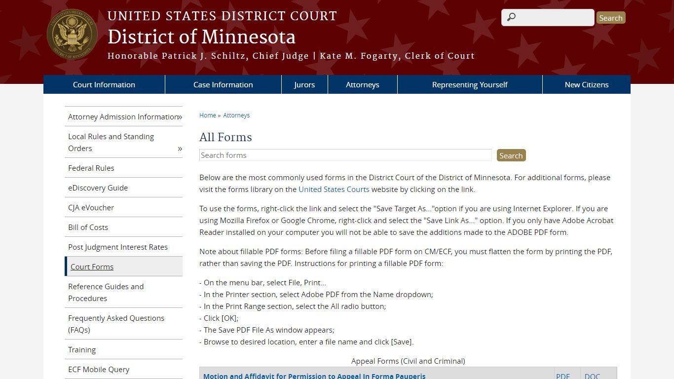 All Forms | District of Minnesota | United States District Court